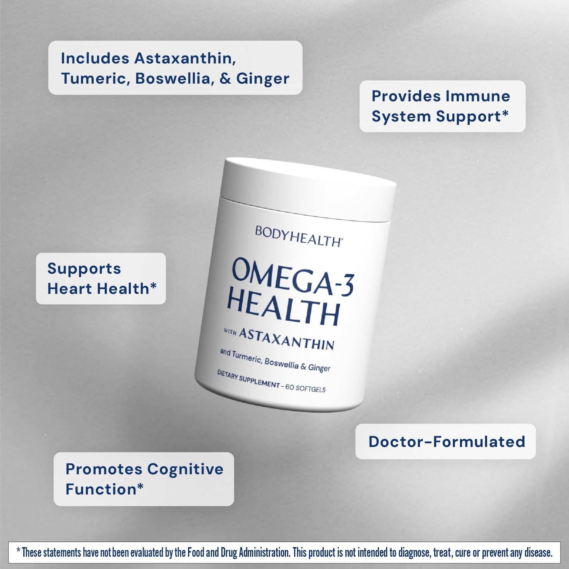BodyHealth Omega 3 Health, Fish Oil Supplement for Women and Men, Heart and Brain Health, Fish Oil Pills, Fatty Acid Supplements, Omega 3 Vitamins - 60 Soft Gels BodyHealthBuy Supplements Australia