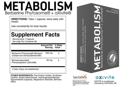 Silver Fern Brand Metabolism Supplement + Berberine Phytosome & aXivite – Supports Function & Wellness – 60 Capsules Silver FernBuy Supplements Australia