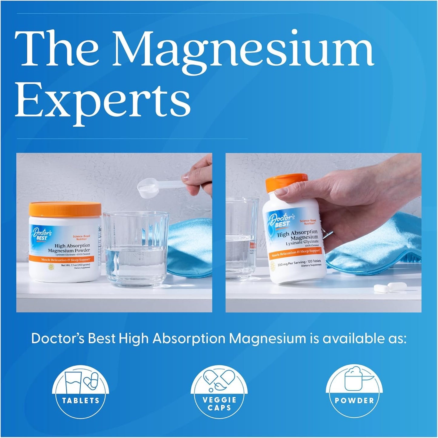 Doctor's Best High Absorption Magnesium Glycinate Lysinate Supplement for Sleep Support - Chelated Magnesium Tablets for Women & Men, 200mg per Serving, Supports Calm & Relaxation, Vegan - 120 Count Doctor's BESTBuy Supplements Australia