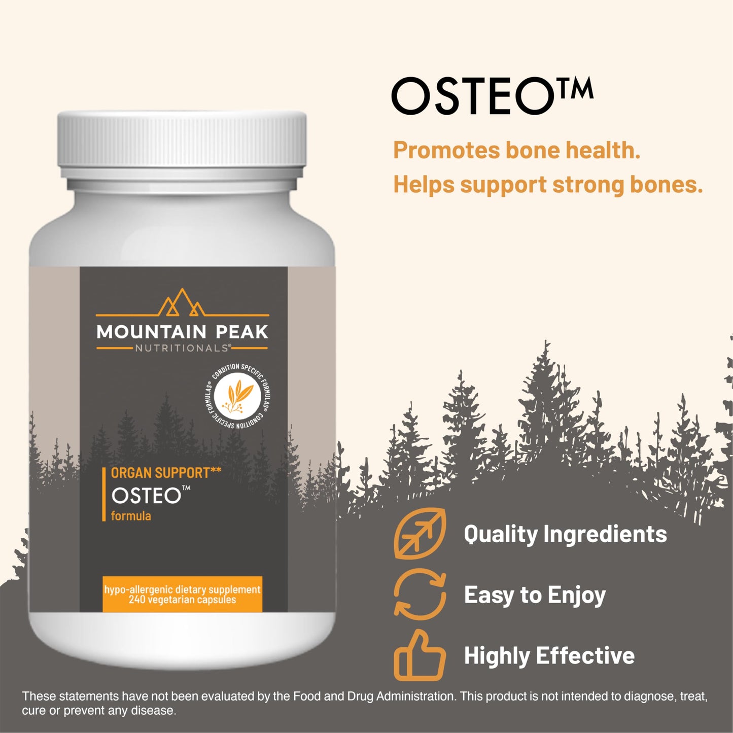 Mountain Peak Nutritionals Osteo Supplement - Organ & Strong Bone Support, Promotes Bone Health - With Vitamins D3, K2, Calcium, and Magnesium - Bone Building & Strengthening (240 Vegetarian Capsules) Mountain Peak NutritionalsBuy Supplements Australia