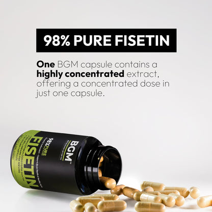 BGM Fisetin 500mg Supplement | Smoke Tree Extract (Cotinus coggygria) | 98% Pure Senolytic Antioxidant | Vegan Capsules | Supports Brain Health & Healthy Aging BGM Better Goods, Better YouBuy Supplements Australia