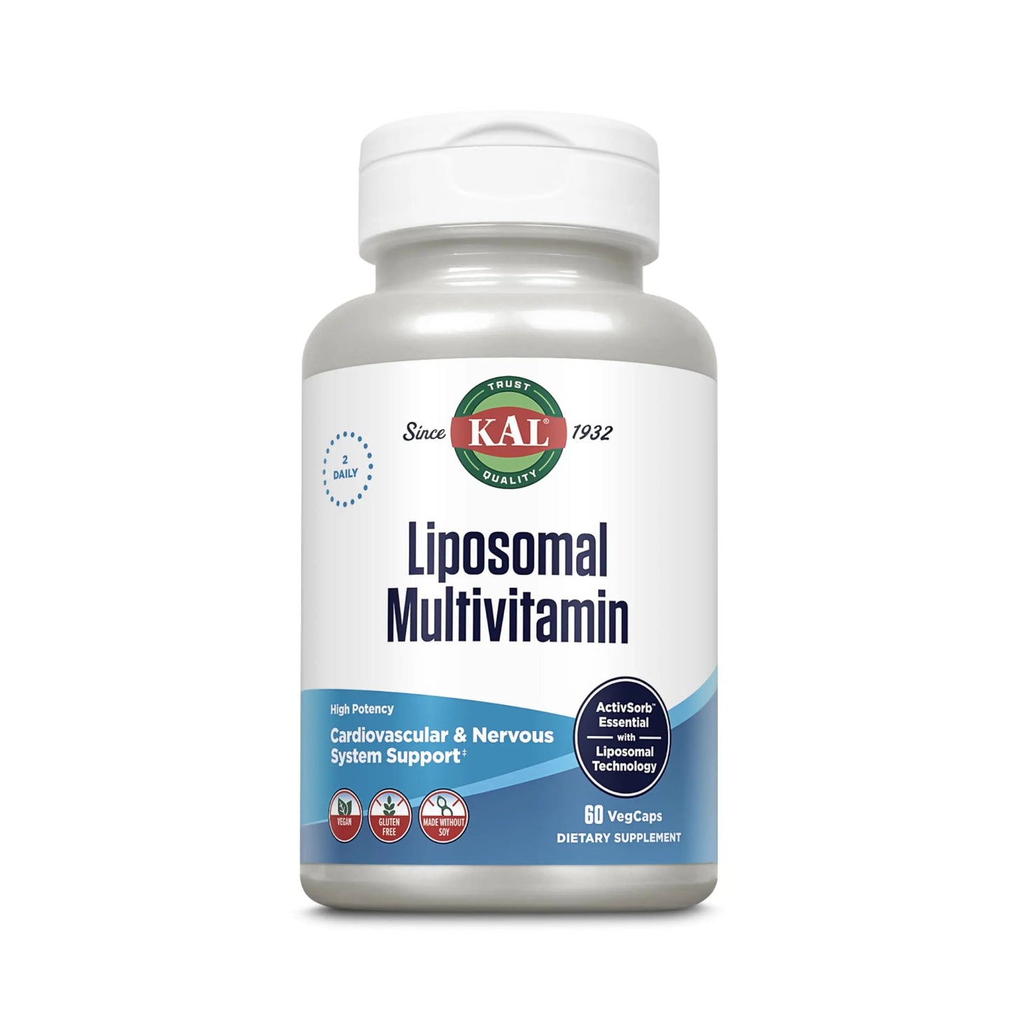 KAL Liposomal Multivitamin - High Potency Liposomal Vitamin C, D-3, and More - Men and Women Multivitamin KAL