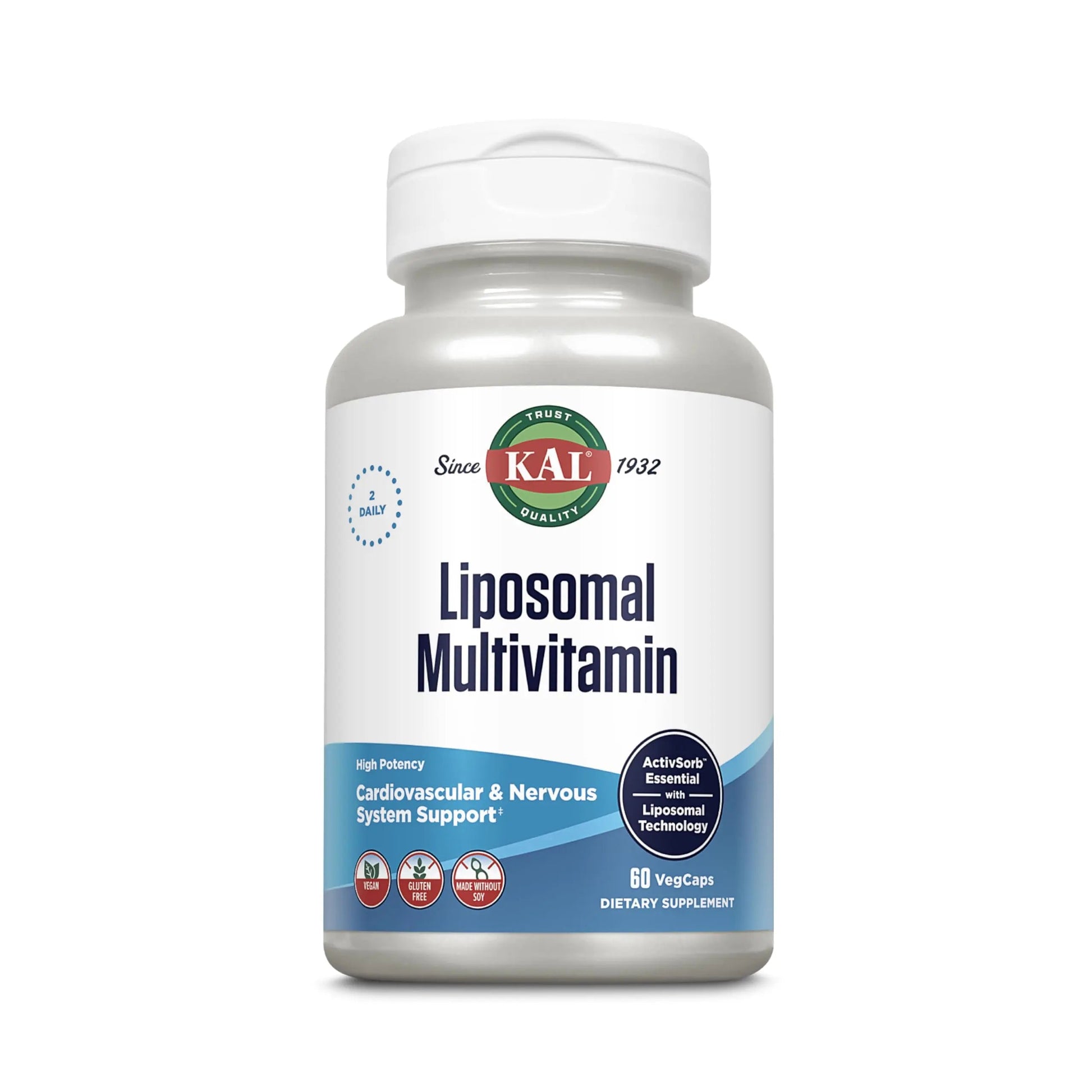 KAL Liposomal Multivitamin - High Potency Liposomal Vitamin C, D-3, and More - Men and Women Multivitamin KAL