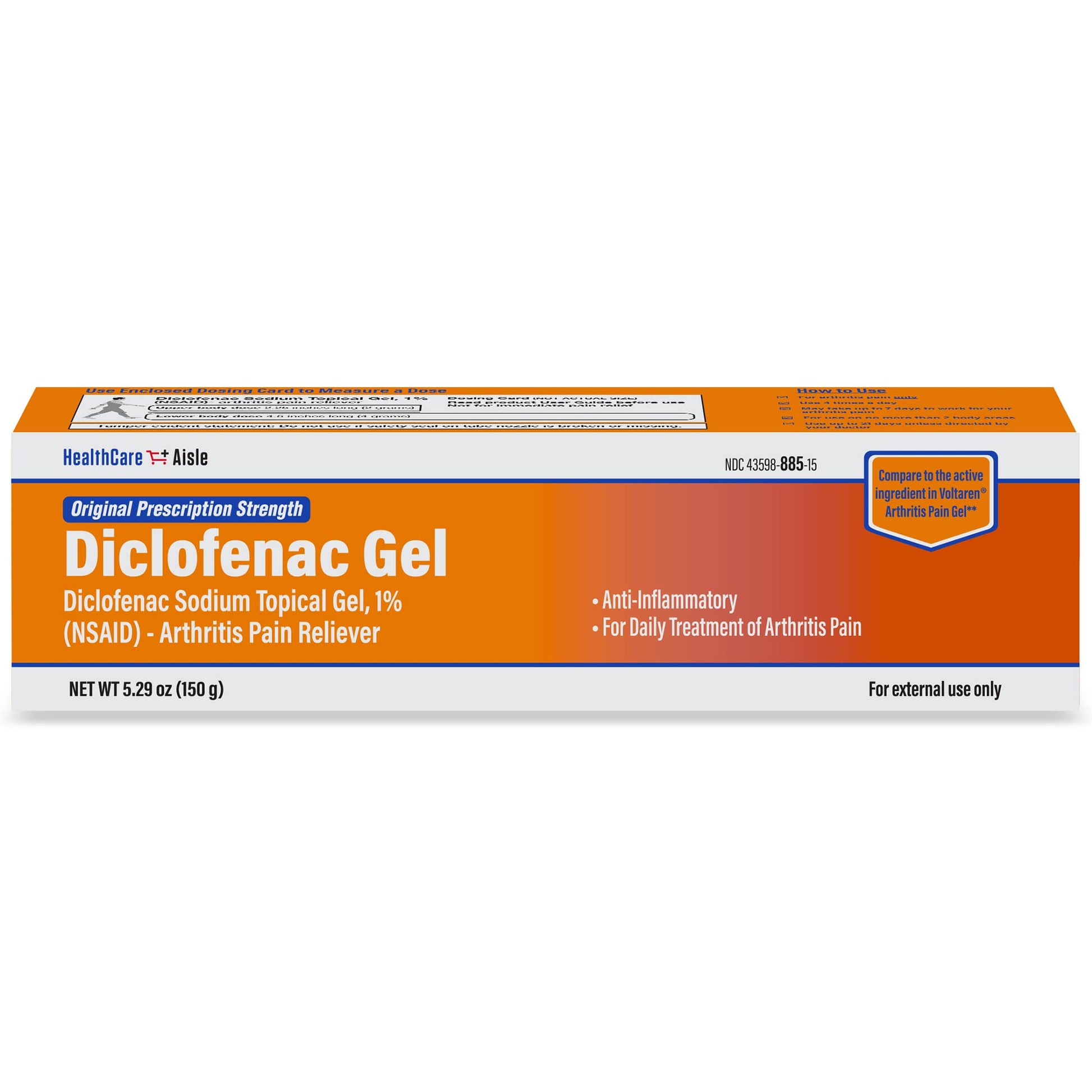HealthCareAisle Diclofenac Gel, 1%, Arthritis Pain Relief - 150 g tube - Original Prescription Strength (NSAID) HealthCareAisleBuy Supplements Australia