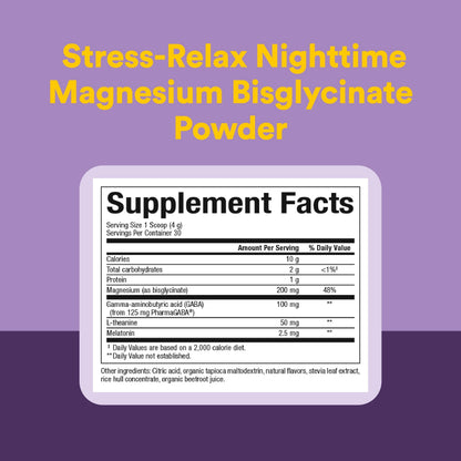 Natural Factors Stress-Relax Nighttime Magnesium Bisglycinate - Supports Sleep & Relaxation* - with Melatonin, L-Theanine & GABA - Tropical Flavor - 4.23 oz Natural FactorsBuy Supplements Australia