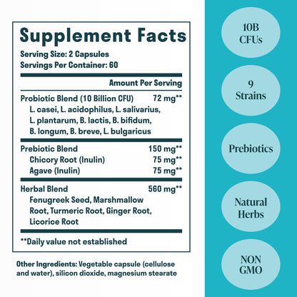 Nuven Naturals All-in-One Gut Health w/Probiotics, Prebiotics, Digestion-Supporting Herbs