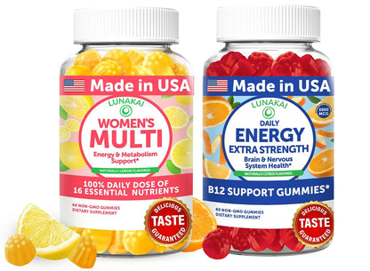 Lunakai USA Made Women’s Multi & Energy Gummies Bundle – 16 Essential Nutrients & B12 – 60 Ct Each LunakaiBuy Supplements Australia