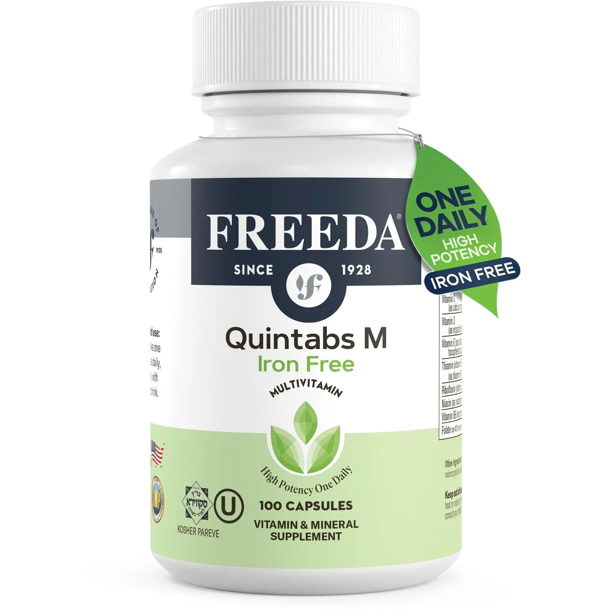 FREEDA One Daily Multivitamin Without Iron – Quintabs-M Iron-Free – Kosher, Balanced Multivitamin Supplements for Adults FREEDABuy Supplements Australia