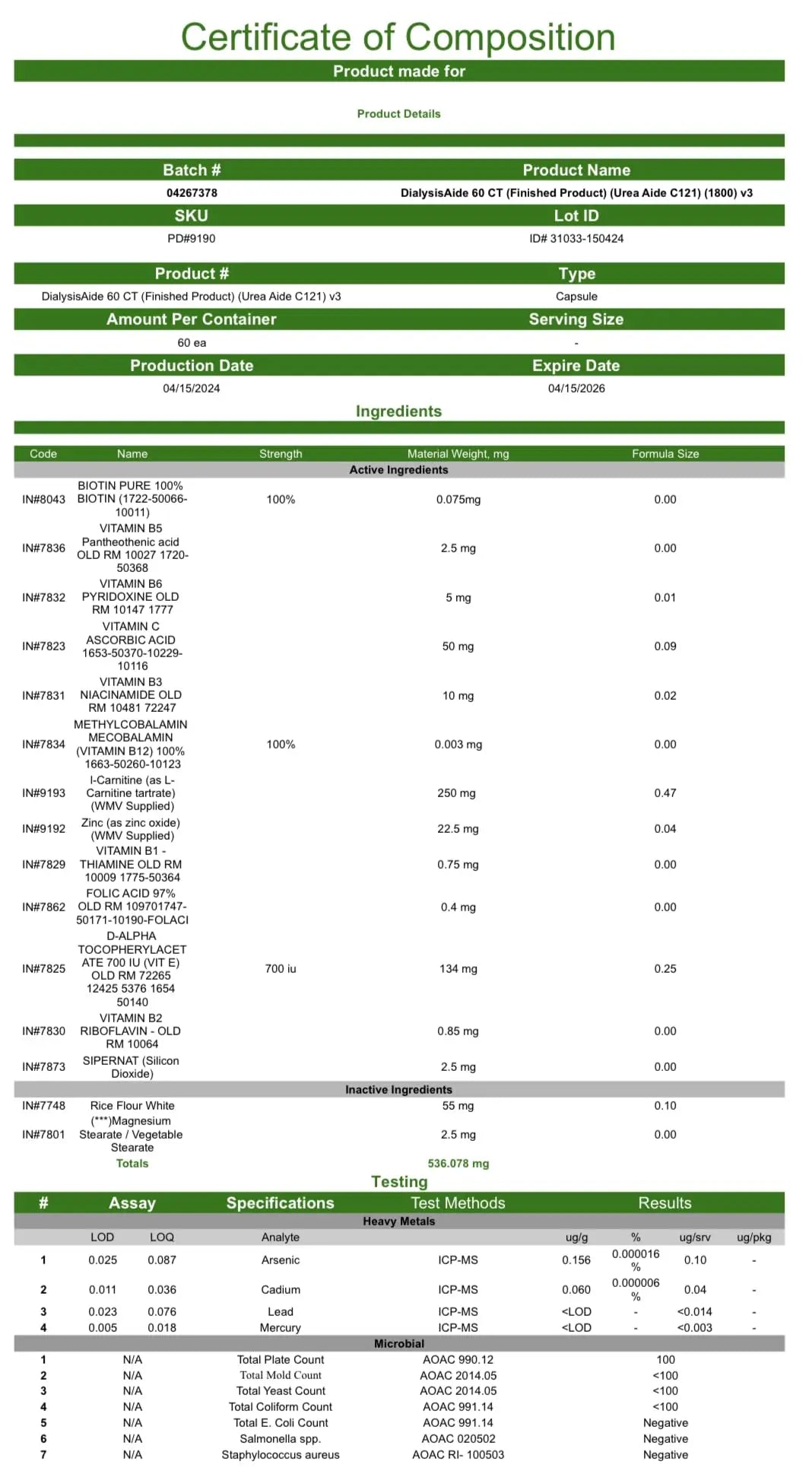 Renal Replacement Therapy Complete Multi Vitamin - 60 Capsules, 30 Day Supply, B-Complex, Antioxidant Vitamin C& E, L-Carnitine & Zinc Immune, Skin, Red Cell KidneyAideBuy Supplements Australia