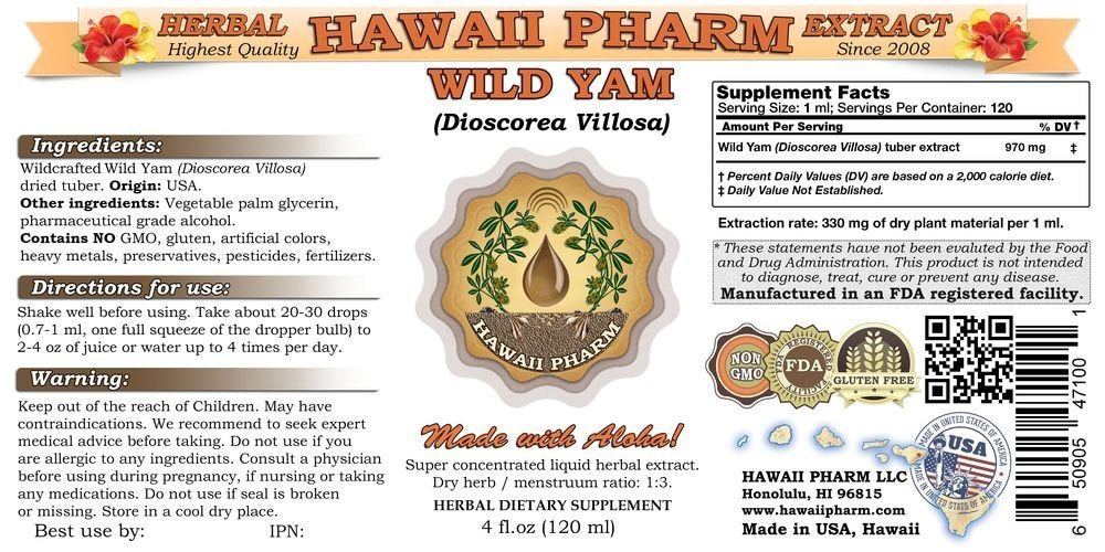 Wild Yam Liquid Extract, Wild Yam (Dioscorea Villosa) Tincture 2x32 oz HawaiiPharmBuy Supplements Australia