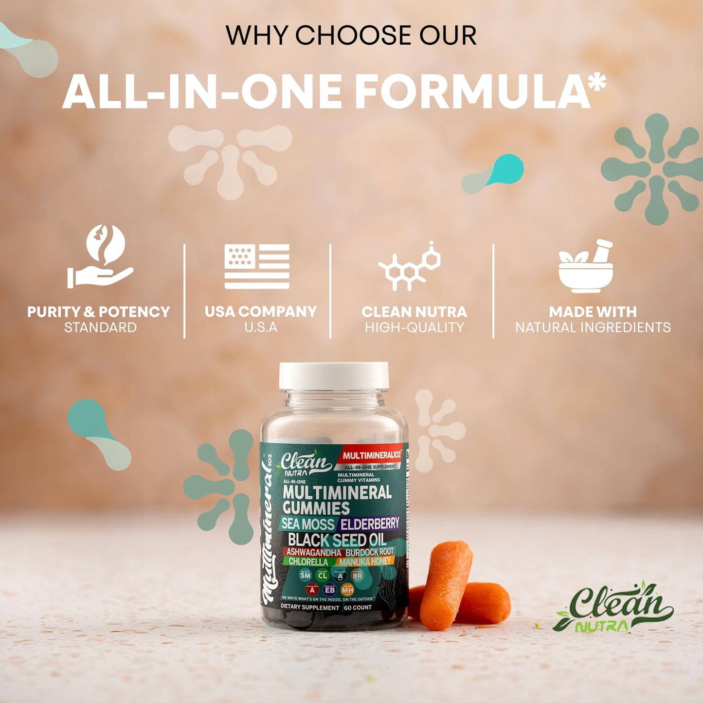 Sea Moss Gummies | Clinically Tested - Black Seed Oil Ashwagandha Elderberry Burdock Root Chlorella Manuka Honey - Vegan Irish Sea Moss Gummy Vitamins