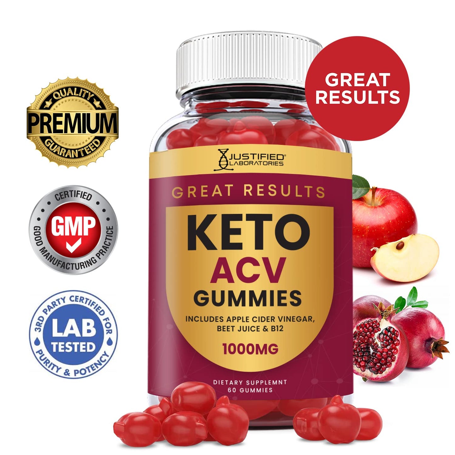 Justified Laboratories (10 Pack) Great Results Keto ACV Gummies 1000MG Justified LaboratoriesBuy Supplements Australia