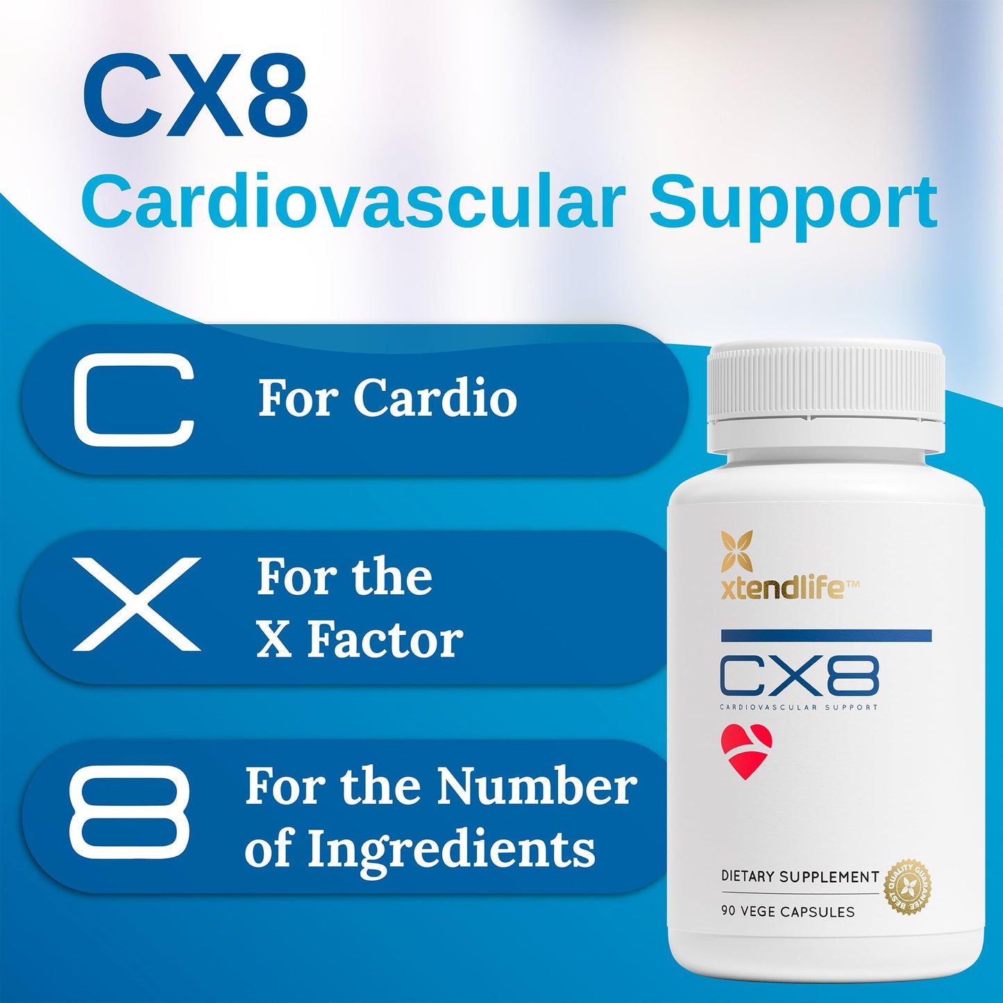Xtendlife CX8 Heart Health Supplement for Cardiovascular Support, Circulation, and Arterial Health - with Vitamin K2 MK7, D3, Tocotrienols, and Sea Buckthorn-30 Day Supply XtendlifeBuy Supplements Australia