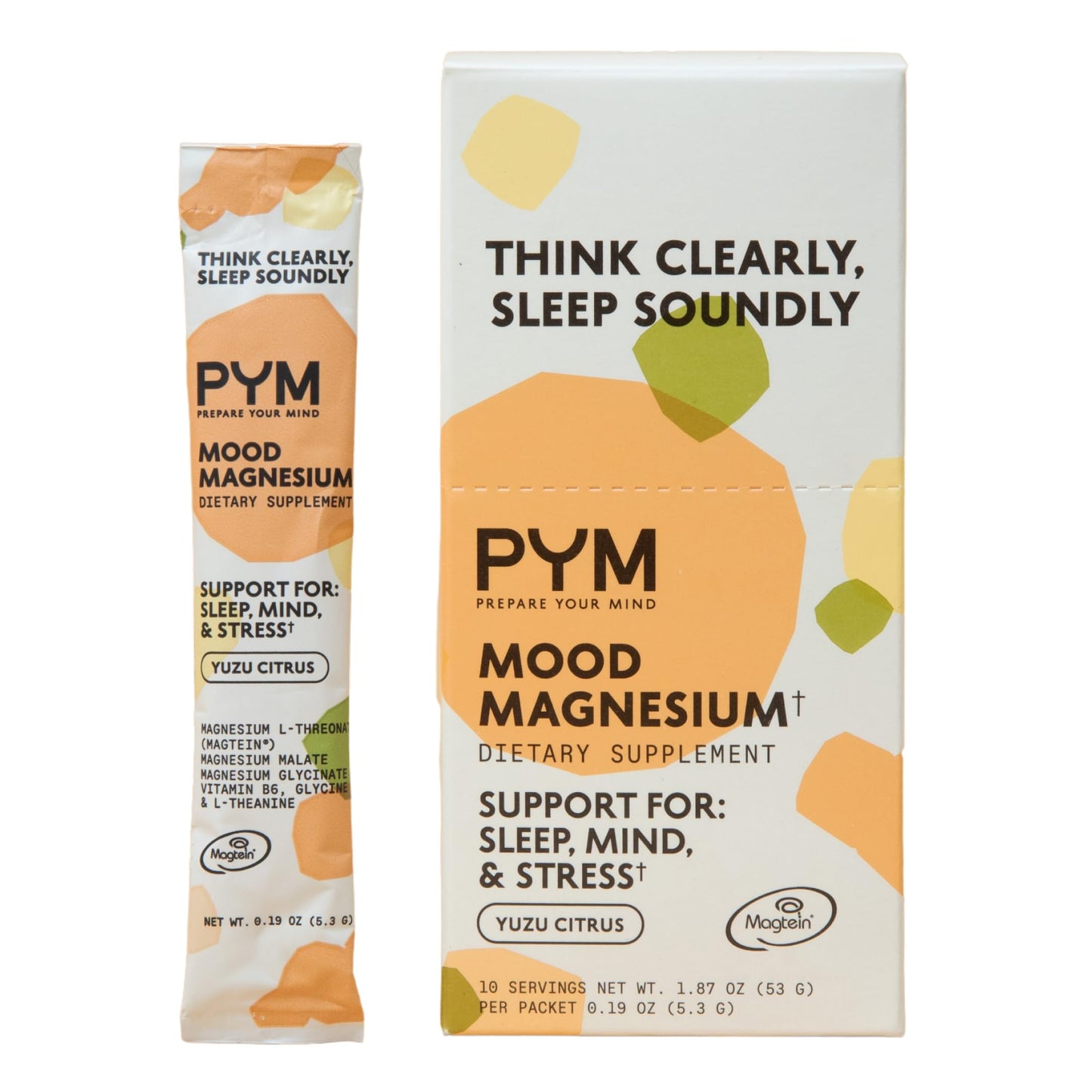 PYM Mood Magnesium Powder Packets (10-Servings) Magnesium Glycinate, L-Threonate & Malate Powder | Aid & Mood Support Supplement for Stress PYM HealthBuy Supplements Australia