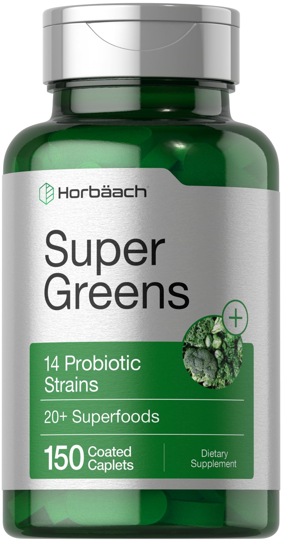 Horbäach Super Greens Supplement with Probiotics | 150 Caplets | Non-GMO, and Gluten Free HorbäachBuy Supplements Australia