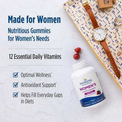 Nordic Naturals Women's Multivitamin Gummies, Mixed Berry - 60 Gummies - Support for Healthy Skin, Hair, Bones, Energy & Immunity - Non-GMO, Vegetarian - 30 Servings Nordic NaturalsBuy Supplements Australia