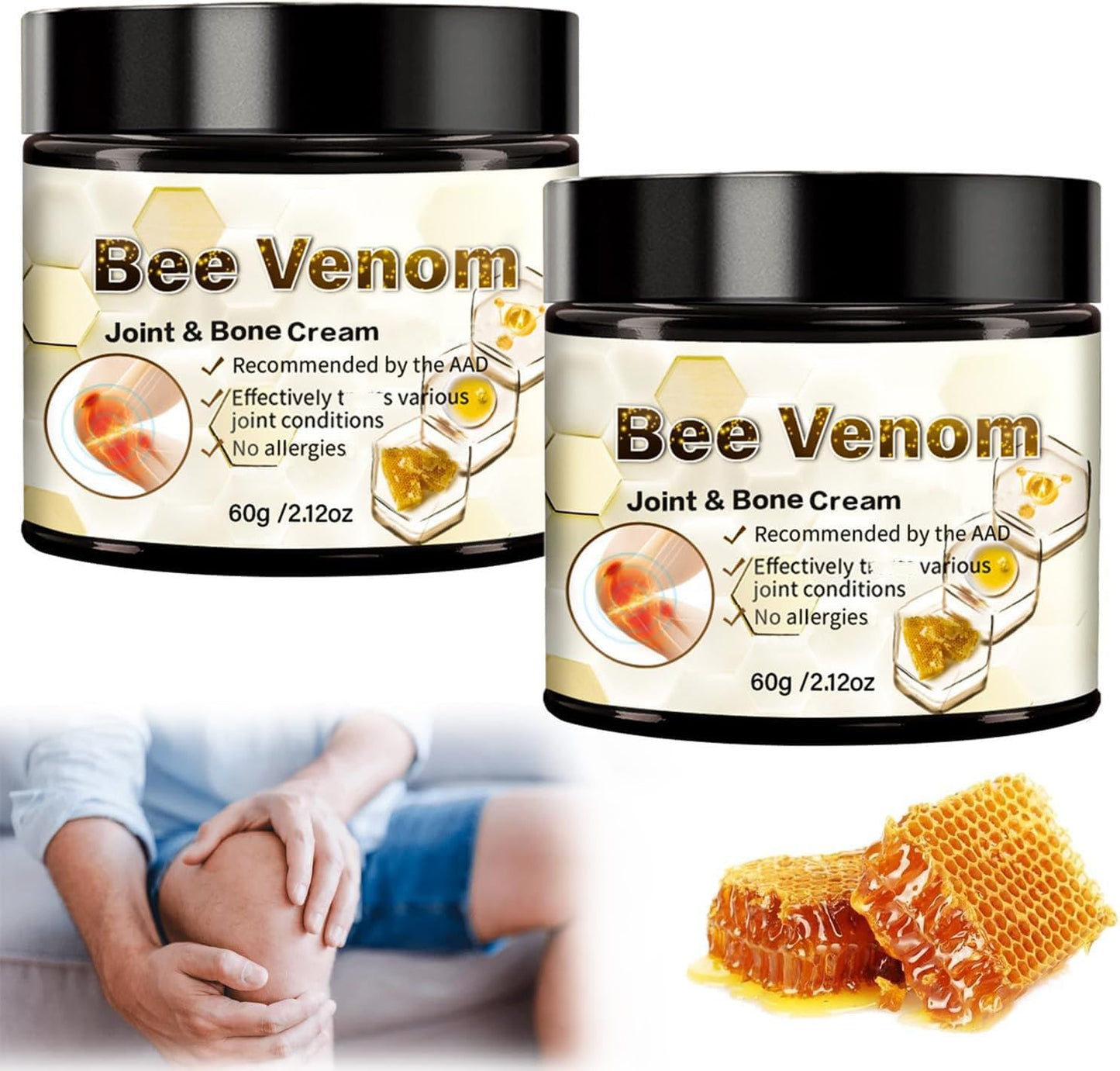 ArthroEase Bee Venom Arthritis Cream, Joint & Muscle Soothing Bee Venom Cream, Professional Bee Venom Joint Cream, Bee Venom Joint Gel - Specially for for Back, Neck, Hands, Knee (2 Bottle) LmoyBuy Supplements Australia