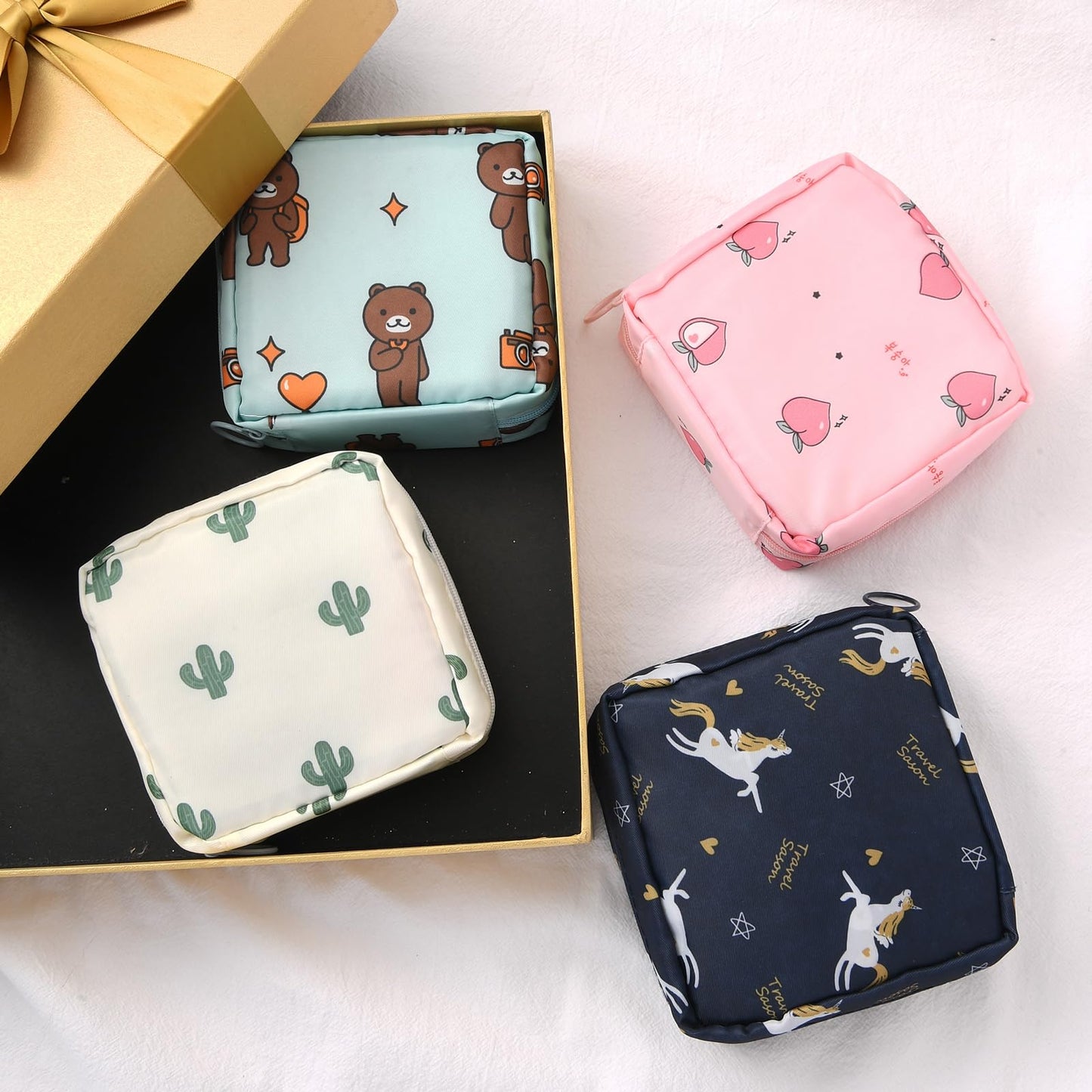 4Pcs Period Bag, Sanitary Pad Storage Bag Samll Period Pouch for Purse Cute Menstrual Period Bag AsterBuy Supplements Australia