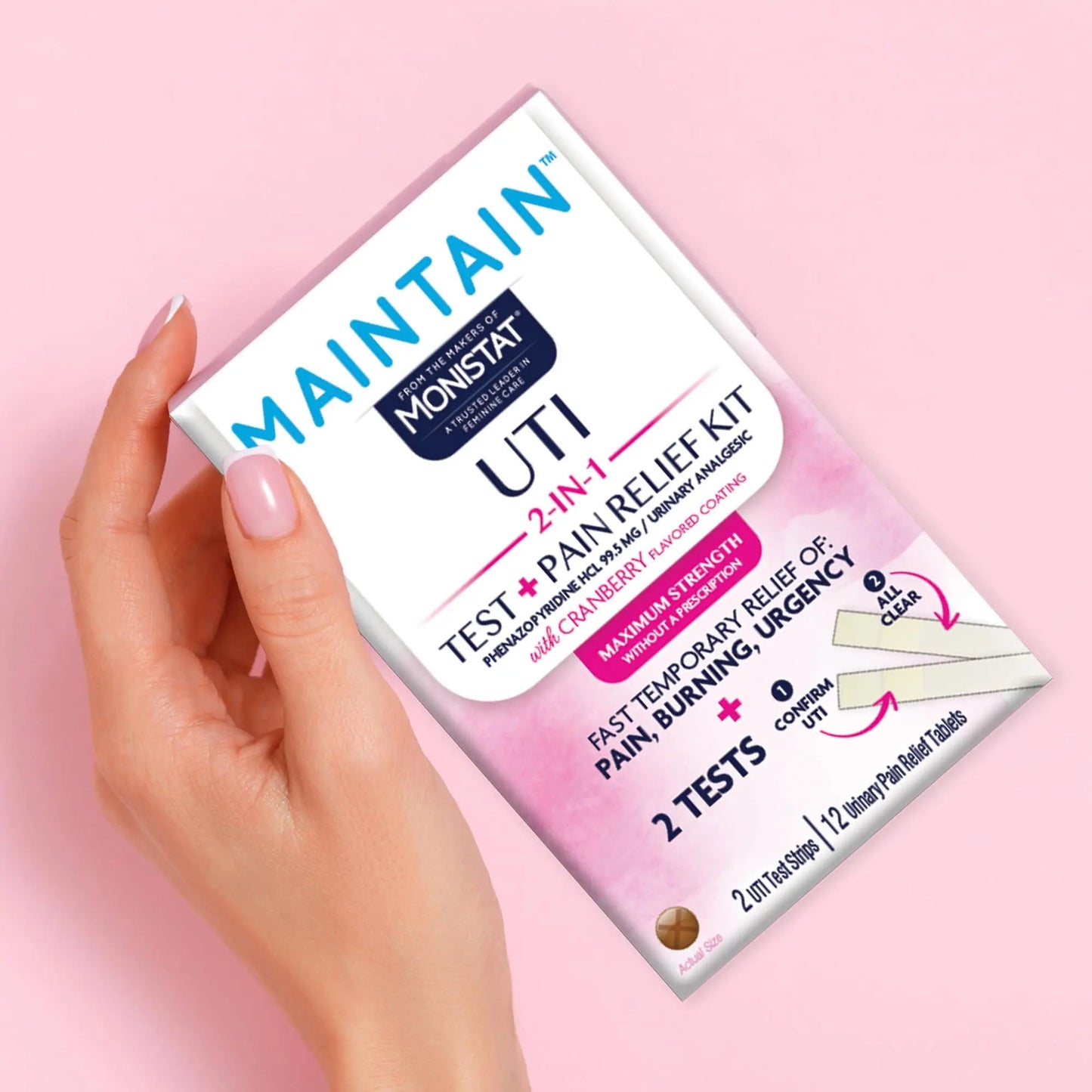 Monistat Maintain UTI 2-in-1 Test & Pain Relief Kit, 2 Test Strips & 12 Urinary Pain Relief Tablets, 2 Minute Results and Maximum Strength Pain, Burning and Urgency Relief MonistatBuy Supplements Australia