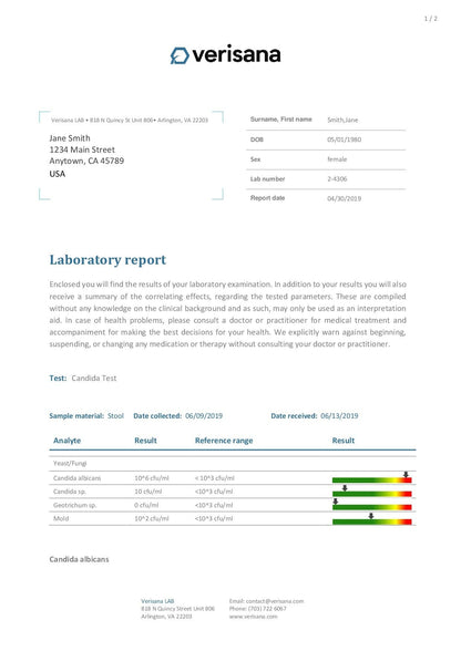 Candida Test – Lab Testing Kit for Diagnosing Candida albicans, Yeast Infection, Geotrichum spec VerisanaBuy Supplements Australia