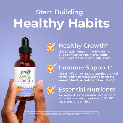 MaryRuth's Toddler Multivitamin | Vitamin A C D E B6 B12 Zinc | Healthy Growth Support | Immunity | Bone Health | Cognitive Function | Organic | Sugar Free | Vegan | Non-GMO | 2 Fl Oz | 30 Day Supply MARYRUTH'SBuy Supplements Australia