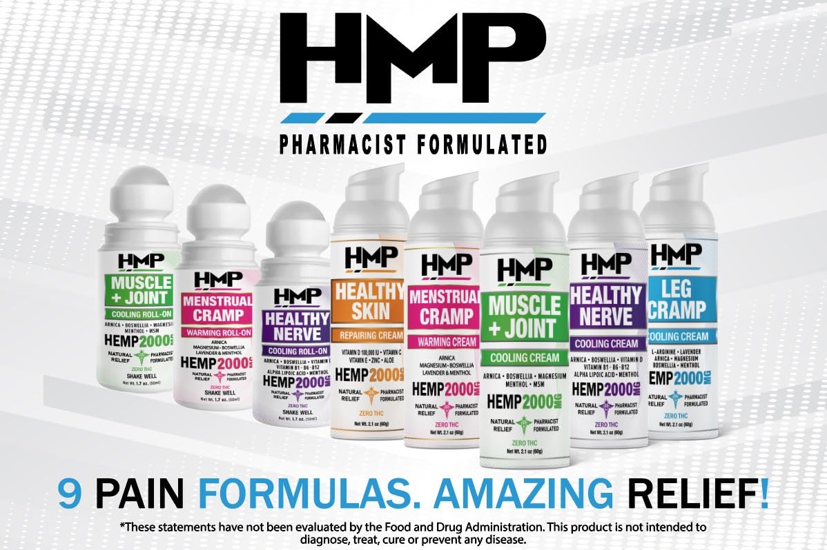 HMP BRANDS Hemp Cream Muscle & Joint Support 2000MG Hemp Discomfort Relief Formula w Menthol Ideal for Knee Muscle Joint Back Shoulder Elbow Maximum Joint Support, Natural Formula Made in USA 2.1oz HMP BRANDSBuy Supplements Australia