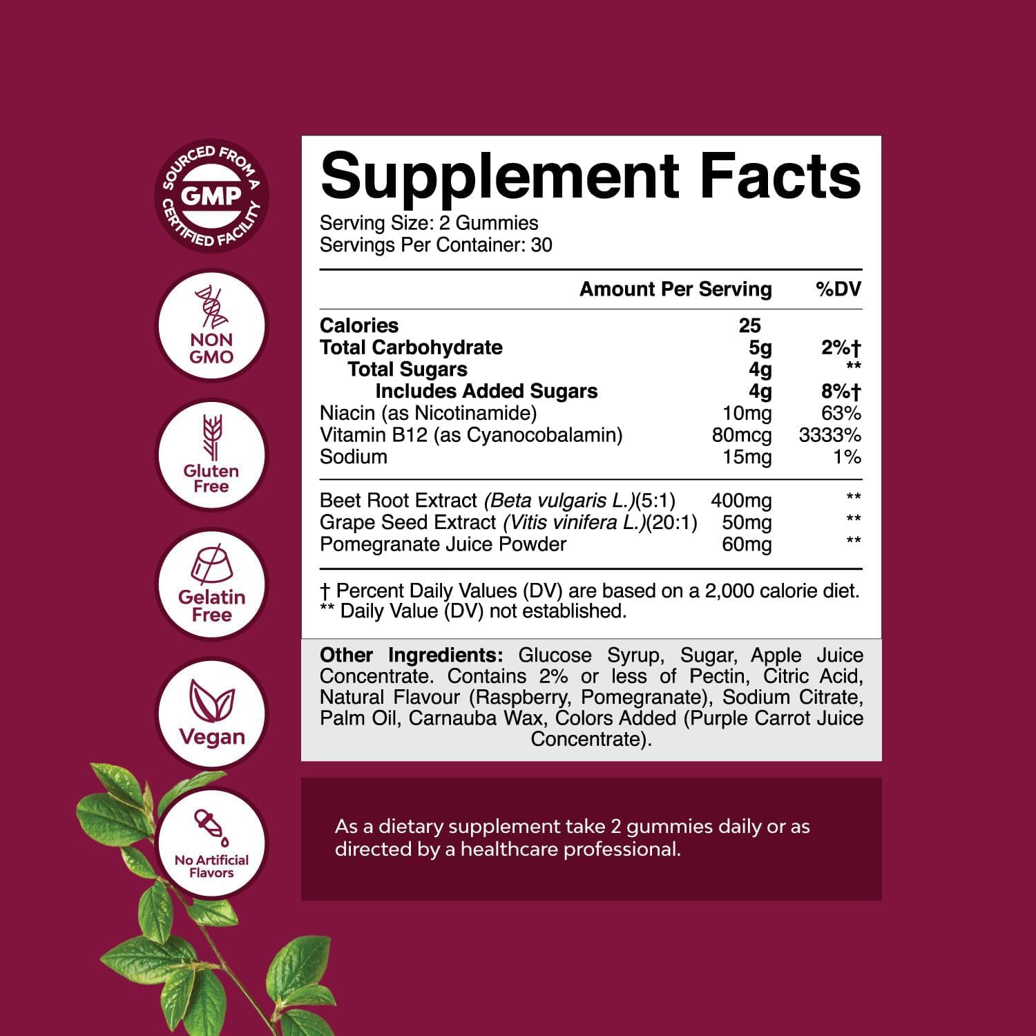 Flow Boosting Beet Root Gummies - Invigorating Beet Gummies for Adults Nitric Oxide Energy & Heart Health Support with Grapeseed Pomegranate & Vitamin B12 - Vegan Non-GMO & Gluten Free - 60 Count Natures CraftBuy Supplements Australia
