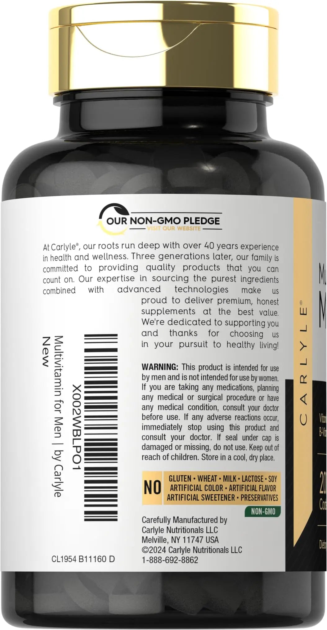 Carlyle Multivitamin for Men 50+ | 200 Count | with B Vitamins, Vitamin D, Magnesium & Zinc | Non-GMO, Gluten Free Supplement CarlyleBuy Supplements Australia