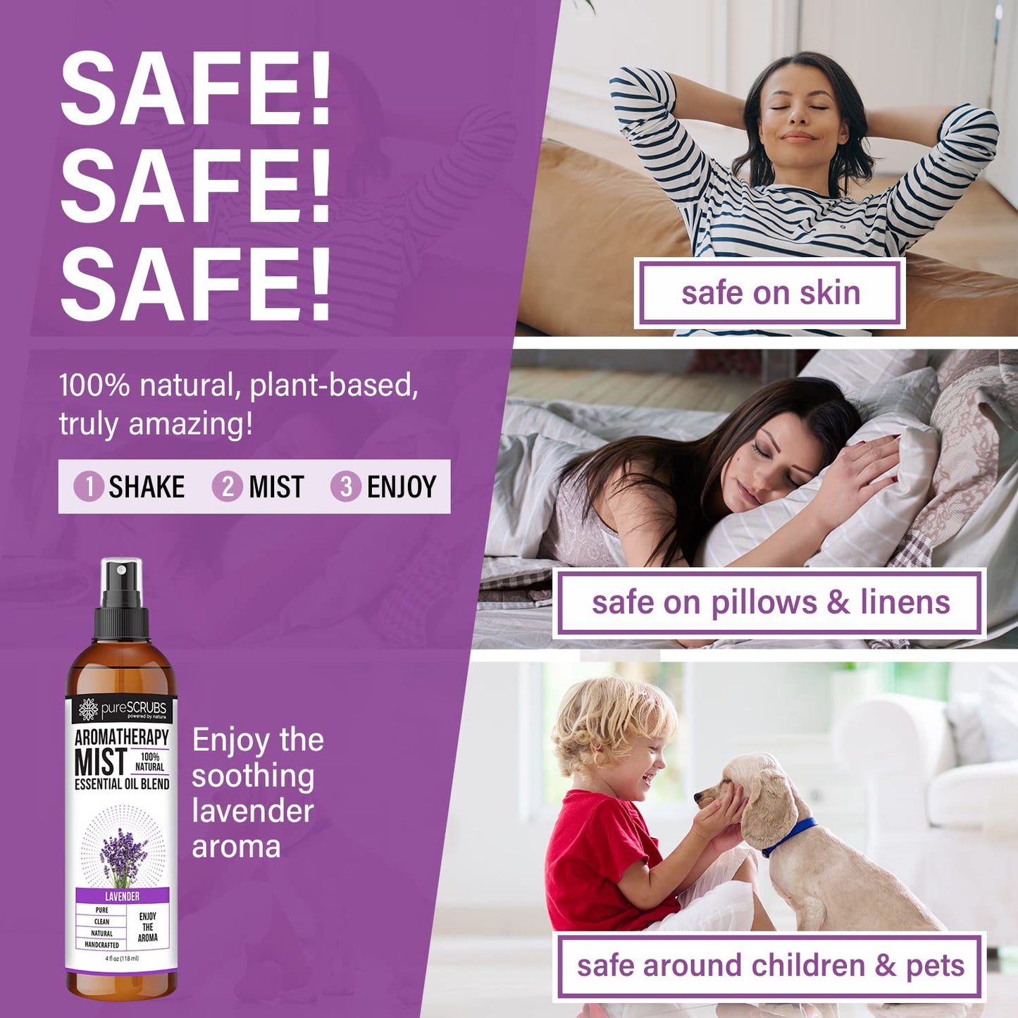 Shake, Mist & Enjoy - pureSCRUBS Premium Lavender Aromatherapy Spray Mist for Room, Body, Linens pureSCRUBSBuy Supplements Australia
