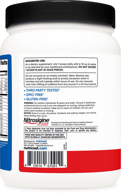 Nutricost Pre-X Xtreme Pre-Workout Complex Powder, Fruit Punch, 60 Servings, Vegetarian, Non-GMO and Gluten Free