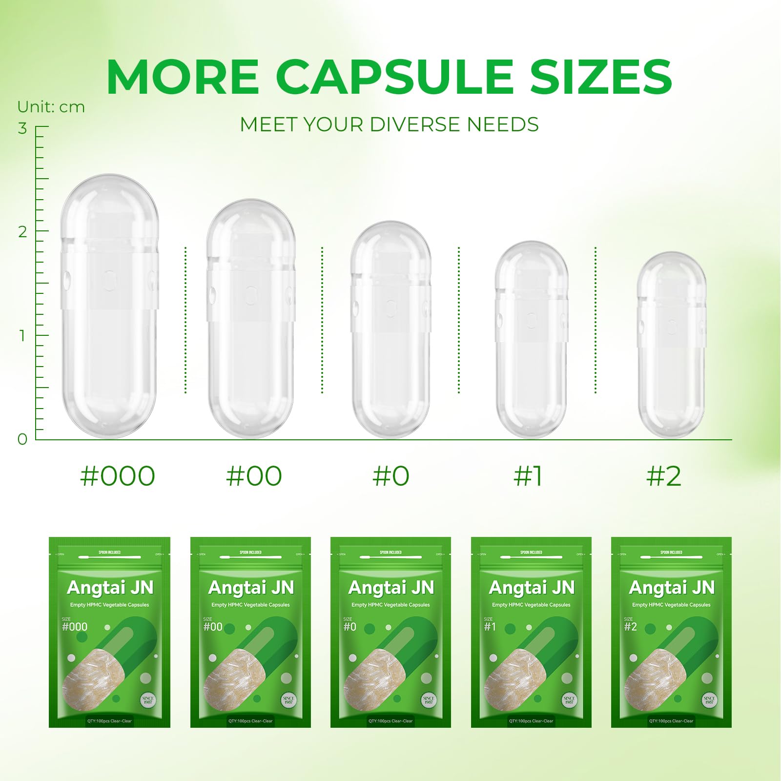 Angtai JN Capsules Size 000 Vegan Empty Plant Based Clear (100 Count) Gluten Free, Non-GMO, Halal Certified Pill Caps Filling Kit with 2 Spoons for Vegetarian DIY Your Own Supplements Angtai JNBuy Supplements Australia