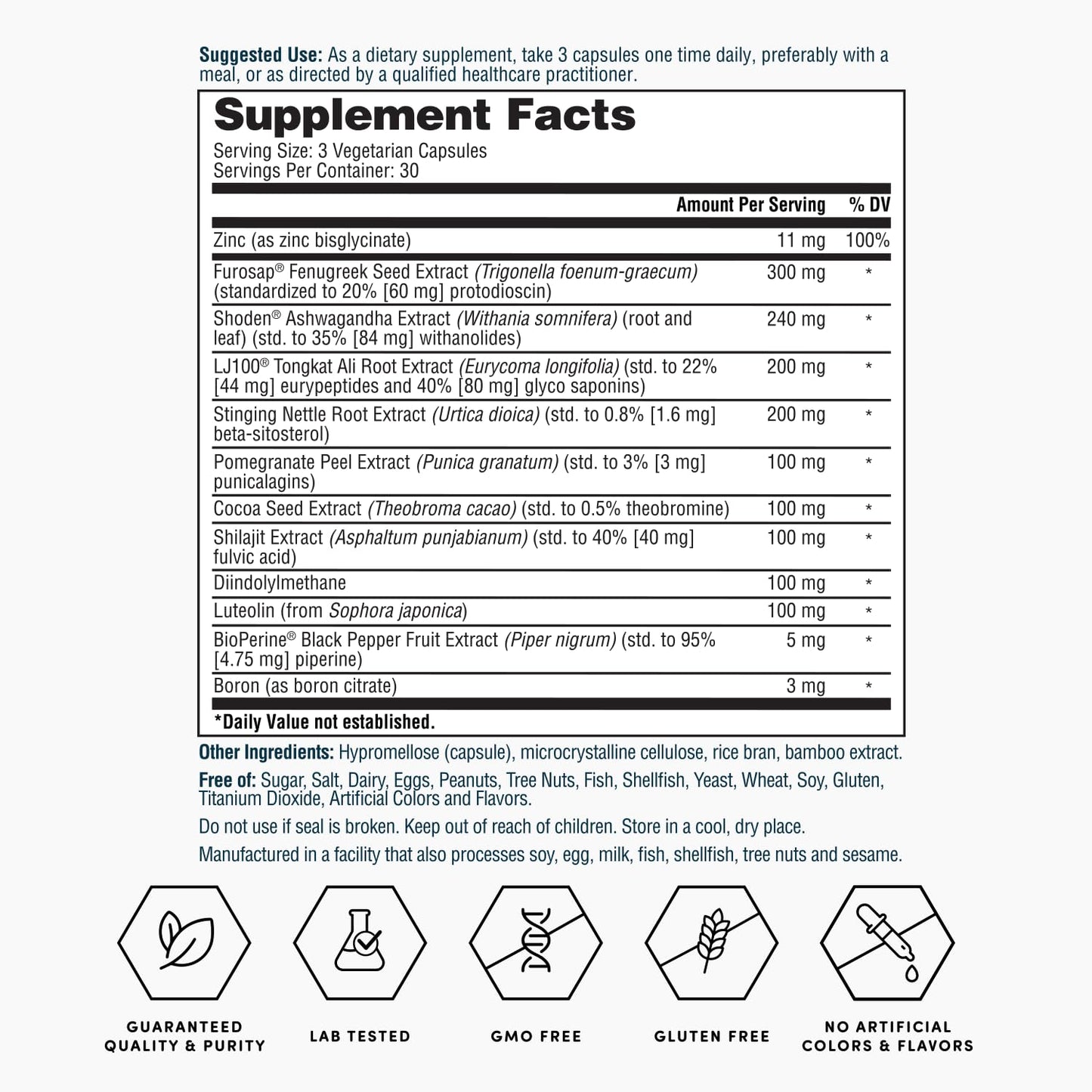 Nature's Lab Gold Vital Testosterone with Adaptogenic Herbs, Targeted Minerals and Bioactive Compounds* - Supports Healthy Testosterone Levels & Vitality* - 90 Capsules (30 Day Supply) Nature's LabBuy Supplements Australia