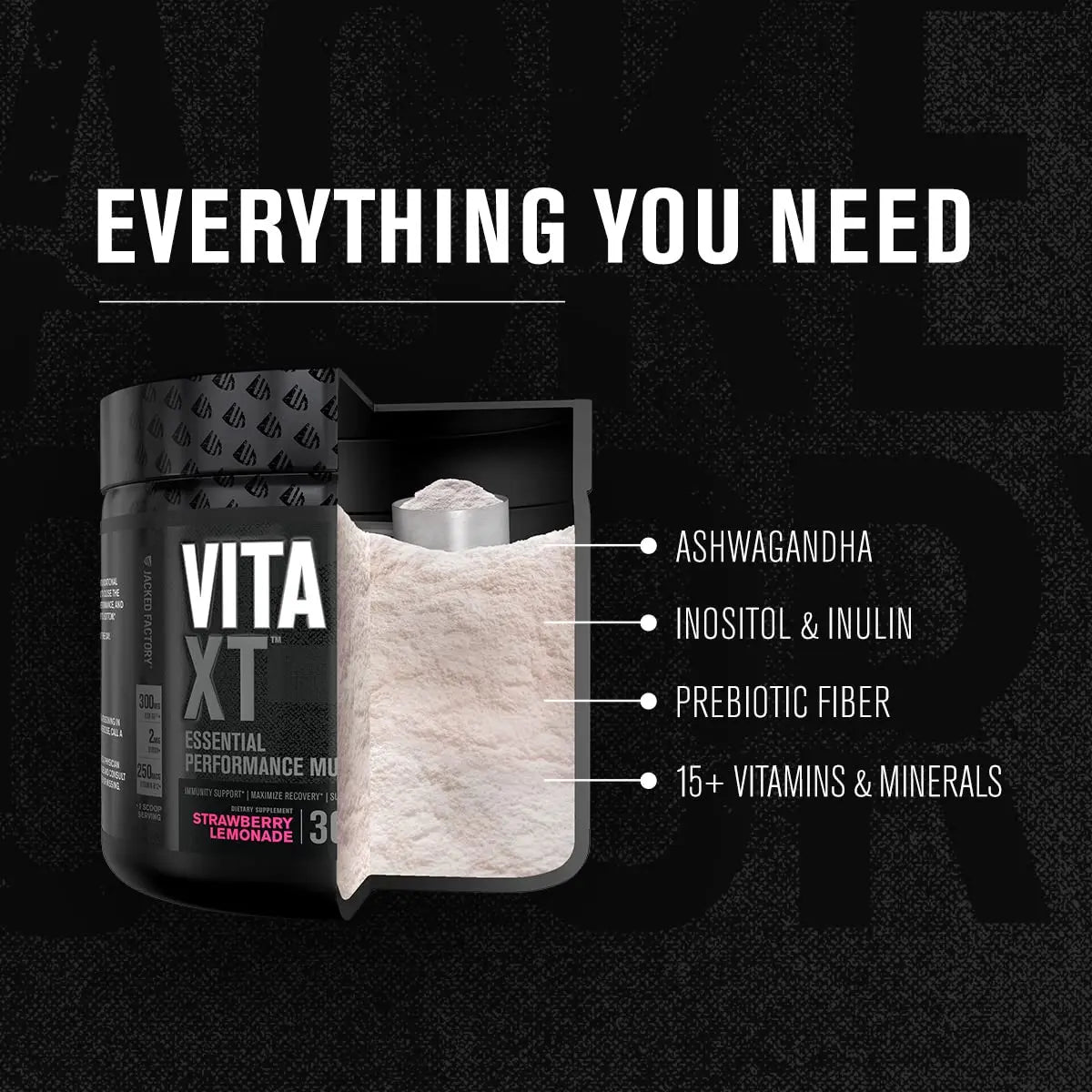 Jacked Factory Vita XT Performance Vitamin Powder - Daily Multivitamin Powder for Men with KSM-66 Ashwagandha, Prebiotic Fiber Jacked Factory