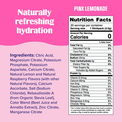 Ultima Replenisher Daily Electrolyte Drink Mix – Pink Lemonade, 20 Stickpacks – Hydration Ultima ReplenisherBuy Supplements Australia