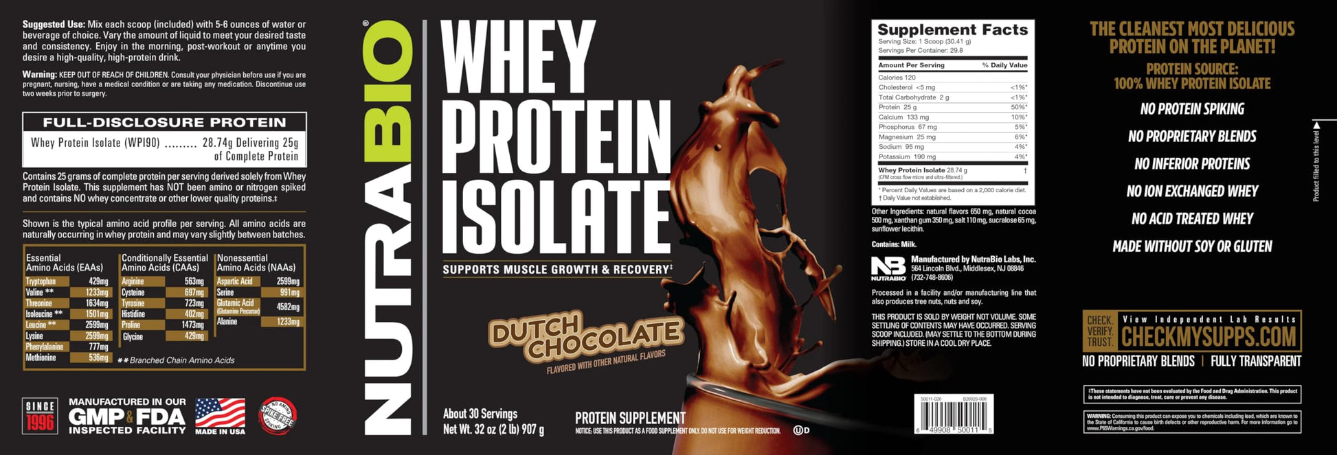 NutraBio Whey Protein Isolate Supplement – 25g of Protein Per Scoop with Complete NutraBioBuy Supplements Australia