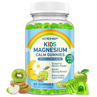 Center-Filled Magnesium Gummies for Kids 300MG - Magnesium Glycinate Gummies with L-theanine, Omega-3, Vitamin B6, D for Kids & Adults, Supplement for Sleep, Calm & Muscle Relaxation - Apple & Kiwi CNCHEFBuy Supplements Australia