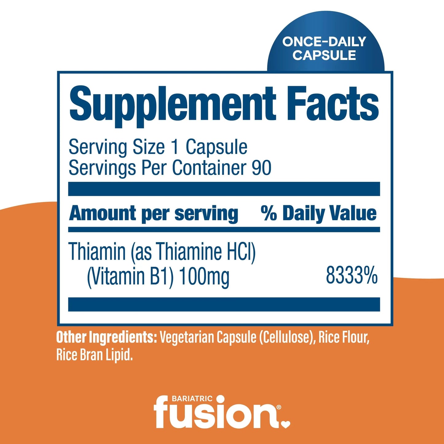 Bariatric Fusion Vitamin B1(Thiamine) for Bariatric Surgery Patients Including Gastric Bypass & Sleeve Gastrectomy, Easy to Swallow Capsule, 90 Count Bariatric Fusion