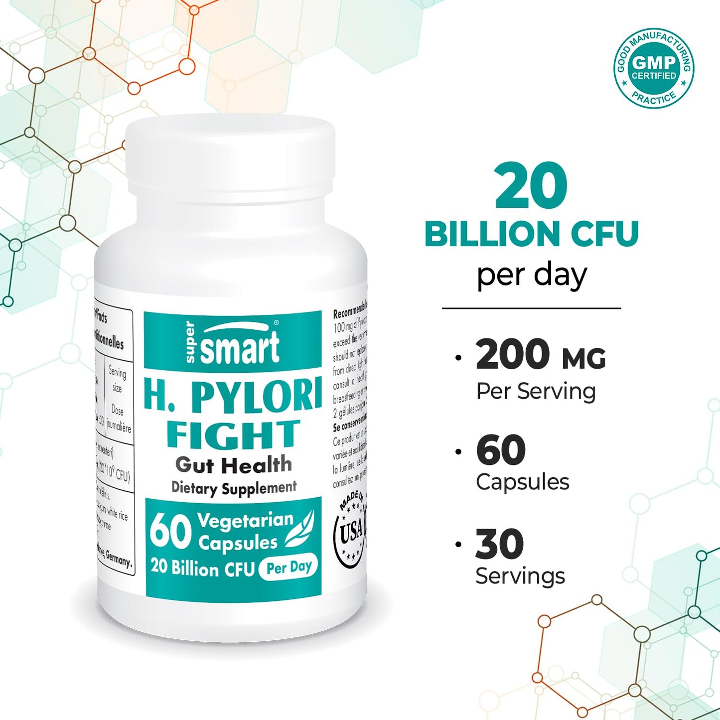 Supersmart - H. Pylori Fight Natural Treatment 20 Billion CFU per Day (Probiotic Lactobac SupersmartBuy Supplements Australia