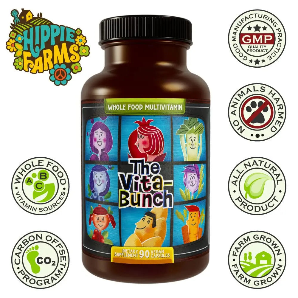 Whole Food Multivitamin Fruit & Super Greens All-in-one Vitamin Complex, 90 Vegan Capsules - Daily Vitamin for Women and Men Hippie FarmsBuy Supplements Australia