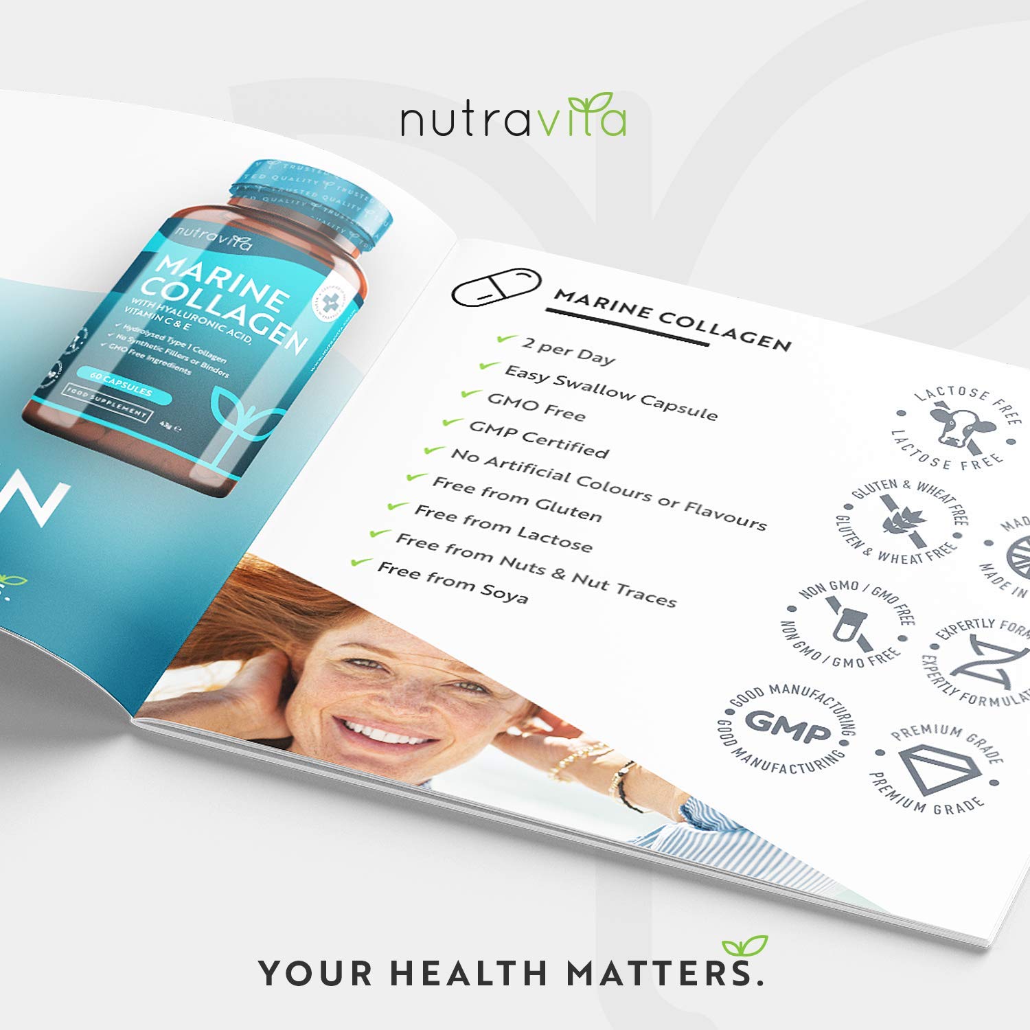 Marine Collagen 1000mg - 60 Capsules of Superior Type 1 Hydrolysed Collagen NutravitaBuy Supplements Australia