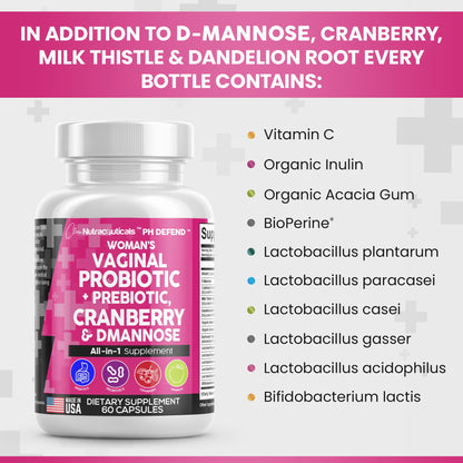 Vaginal Probiotics For Women + Prebiotics 20 Billion Cranberry Pills 30,000mg w/ D-Manno Clean NutraceuticalsBuy Supplements Australia