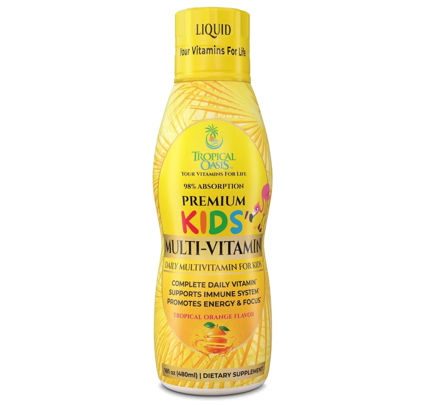 Premium Liquid Multivitamin For Kids | Sugar Free Kids Vitamins | 100% DV of 14 Vitamins for Kids | Multivitamin for Children Ages 4+ | Tropical OasisBuy Supplements Australia