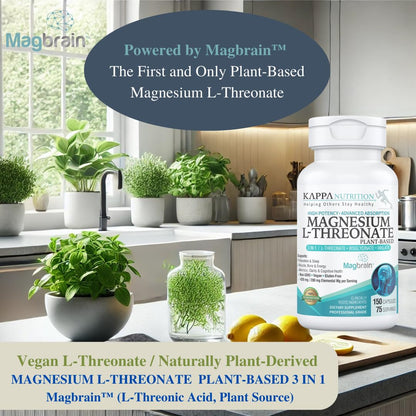Kappa Nutrition Powered by Magbrain™ Magnesium L-Threonate Plant-Based, 150 Vegan Capsules, 420mg Elemental Magnesium (3 Capsules) from 2,253mg, Brain, Sleep & Muscle Support. KAPPA NUTRITIONBuy Supplements Australia