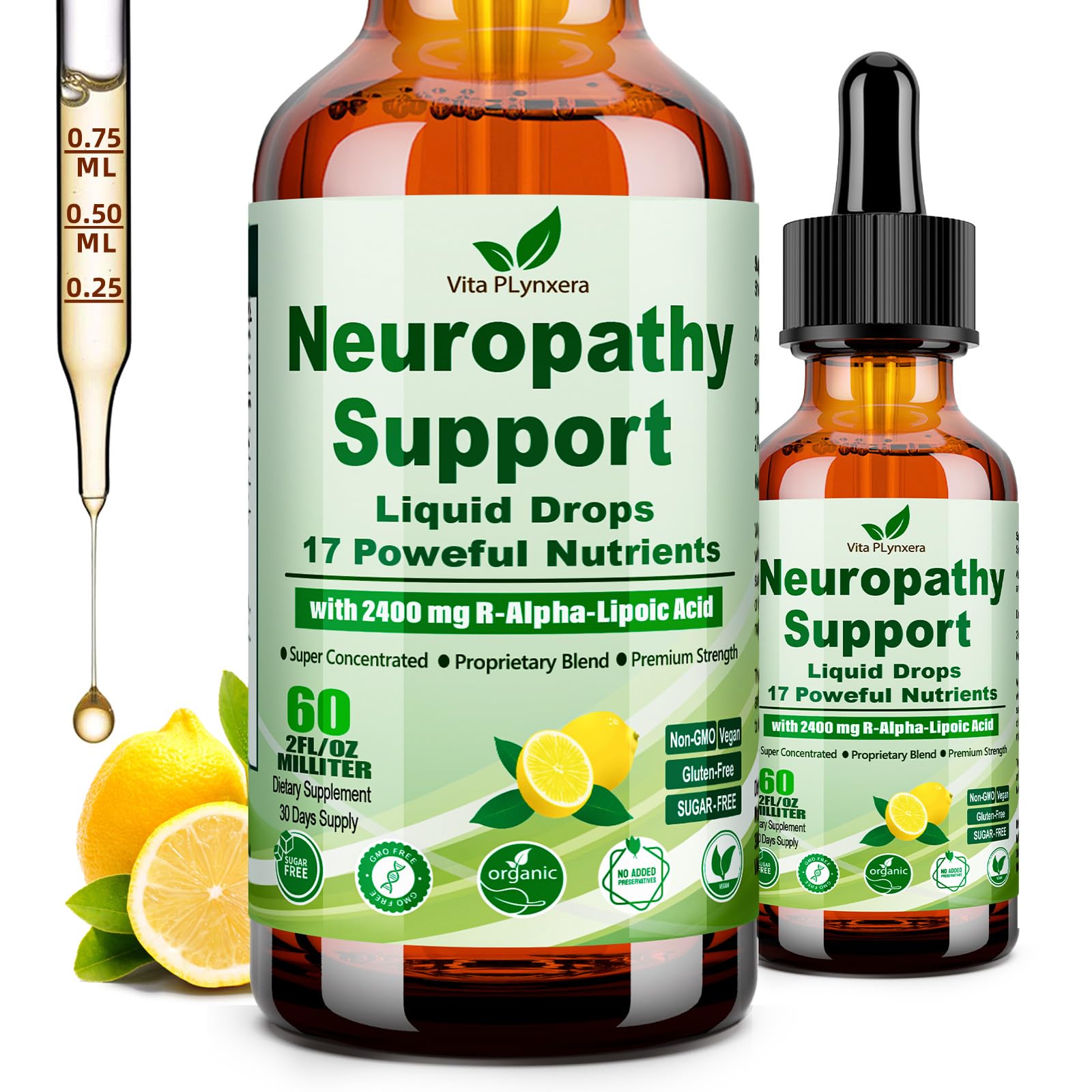 Neuropathy Supplements Liquid Drops, Advance 17-in-1 Stabilized R-Alpha Lipoic Acid (R-ALA) w. Acetyl L-Carnitine Vitamin B-Complex Magnesium, High Potency R-Lipoic Acid for Nerve Antioxidant Energy Vita PLynxeraBuy Supplements Australia
