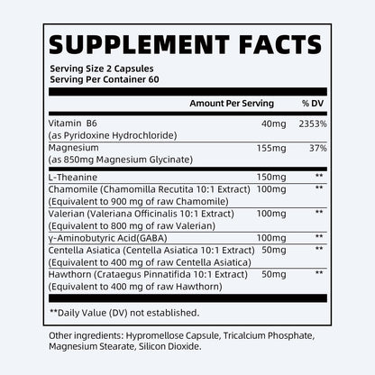 iMATCHME Magnesium Glycinate 850mg Capsules with L-Theanine, Chamomile & GABA for Sleep, Calmness, Muscle, Bone Health & Immune Support, Magnesium for Women and Men,