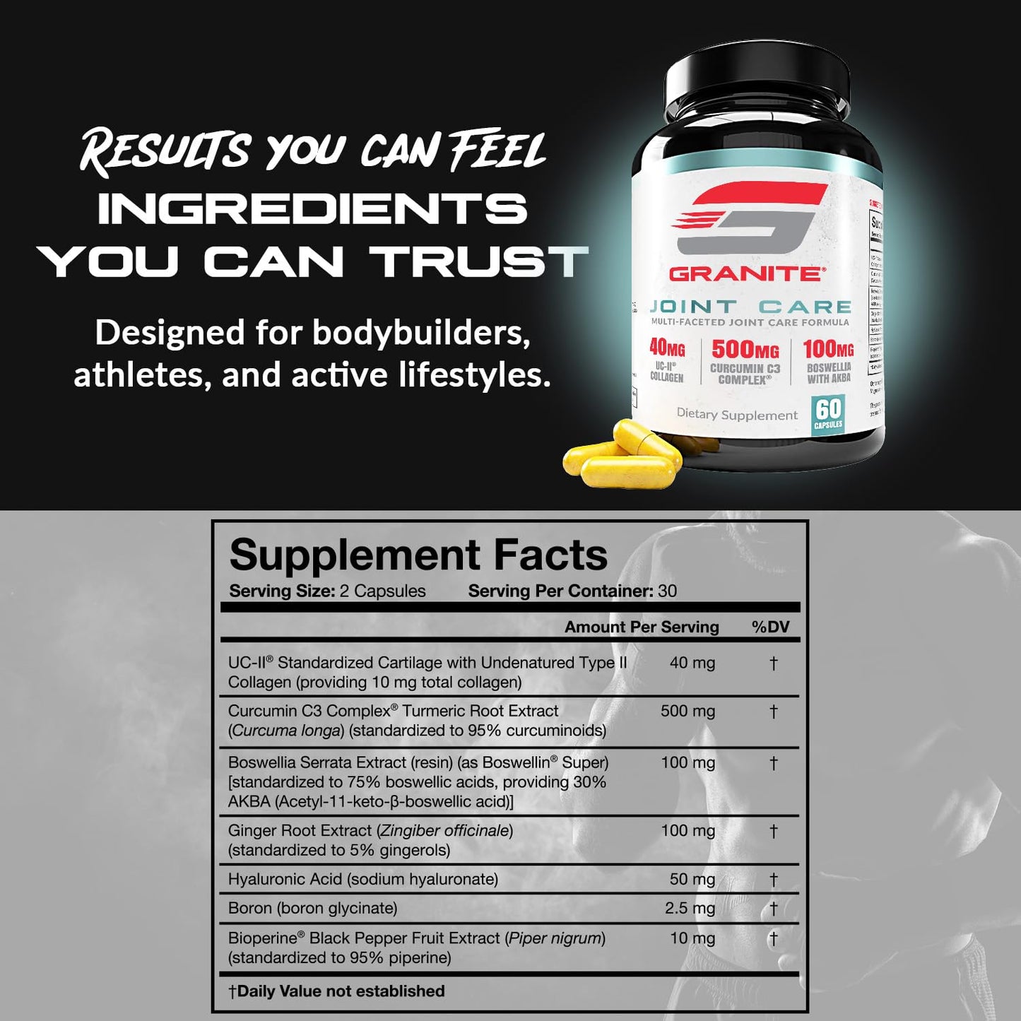 Granite Joint Care: Premium UC-II Collagen, Turmeric Curcumin C3, AKBA Boswellia + More - All-in-One Support for Joint Mobility, Comfort & Strength (60ct) Granite SupplementsBuy Supplements Australia