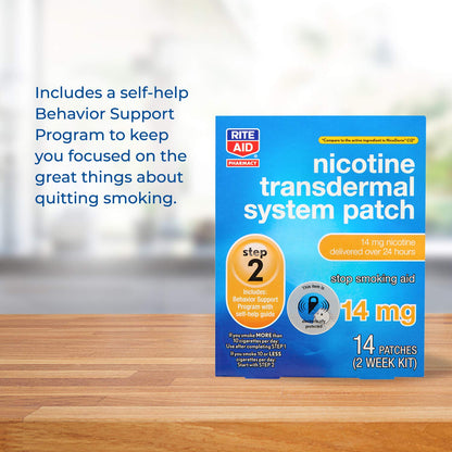 Rite Aid Nicotine Transdermal System Patch, Step 2, 14mg - 14 ct, Nicotine Rite AidBuy Supplements Australia