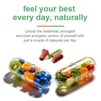 VBTOP Fruit & Vegetable Supplement - Natural Ingredients - 2 Bottles - 180 Capsules Total | A Blend of 20+19 Natural Whole Fruits & Vegetables, a Fresh superfood Formula Rich in Vitamins and Minerals VBTOPBuy Supplements Australia