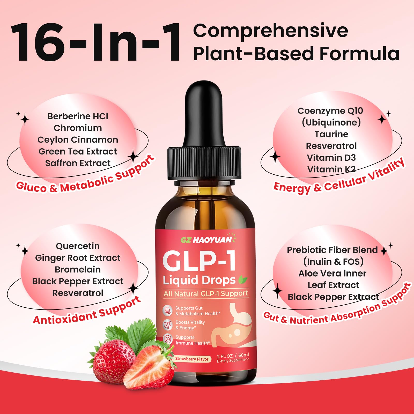 2 Pack GLP-1 Supplement, 16-in-1 GLP-1 Liquid Drops with Berberine, Ceylon Cinnamon, Green Tea, Chromium & Resveratrol, Naturally GLP 1 Support for Metabolism, Gut Digestion, Stawberry Flavor, 4 Fl Oz GZ HAOYUANBuy Supplements Australia
