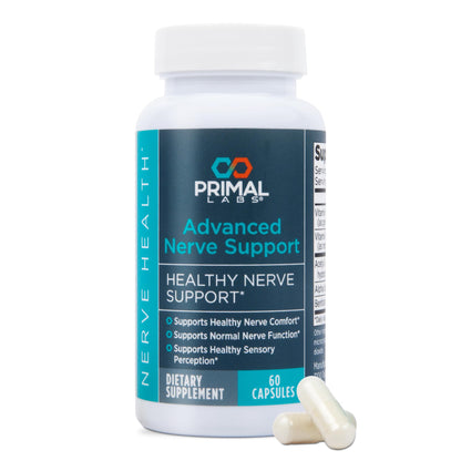 Primal Labs Nerve Support Capsules - Supports Nerve Health, Sensory Function & Comfort - Benfotiamine, Alpha Lipoic Acid, Acetyl L-Carnitine, Vitamins B6 B12-60 Count Primal LabsBuy Supplements Australia